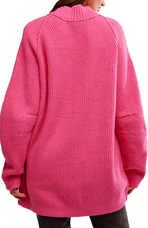 Free People Sunbeam Oversize Turtleneck Sweater In Hot Pink