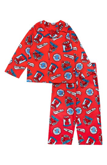 Ame Kids' Spider-man Long Sleeve Pajamas In Red
