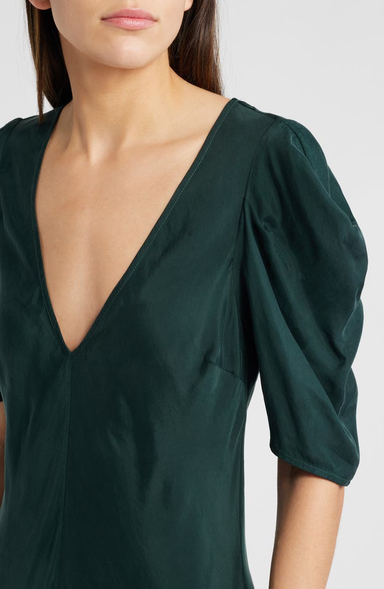 THE GREAT. The Century Puff Sleeve Dress, Alternate, color, Winter Pine