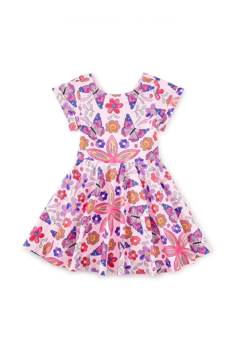 Button Back Skirted Dress, Main, color, Butterfly Tile