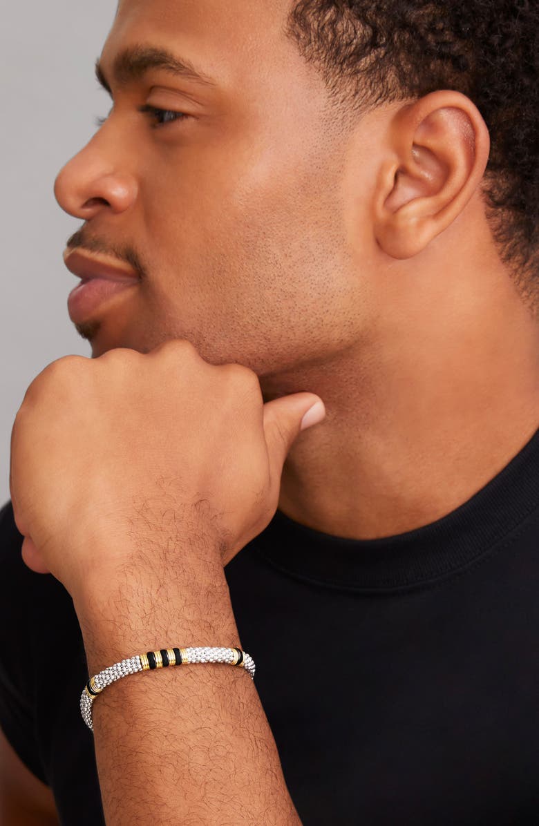 LAGOS Men's Black Caviar Triple Station Caviar Bracelet, Alternate, color, Black