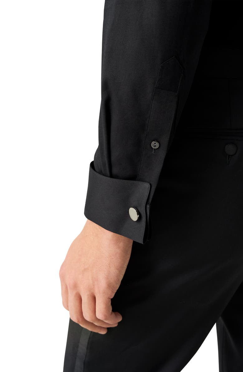 Eton Contemporary Fit Striped Bib Tuxedo Shirt, Alternate, color, Black