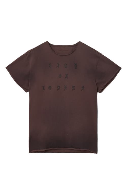 John Varvatos Raw Edge City Of Lovers Relaxed Fit Tee In Burgundy