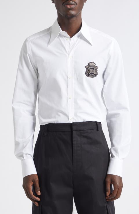 Martini Fit Formal Crest Patch Button-Up Shirt