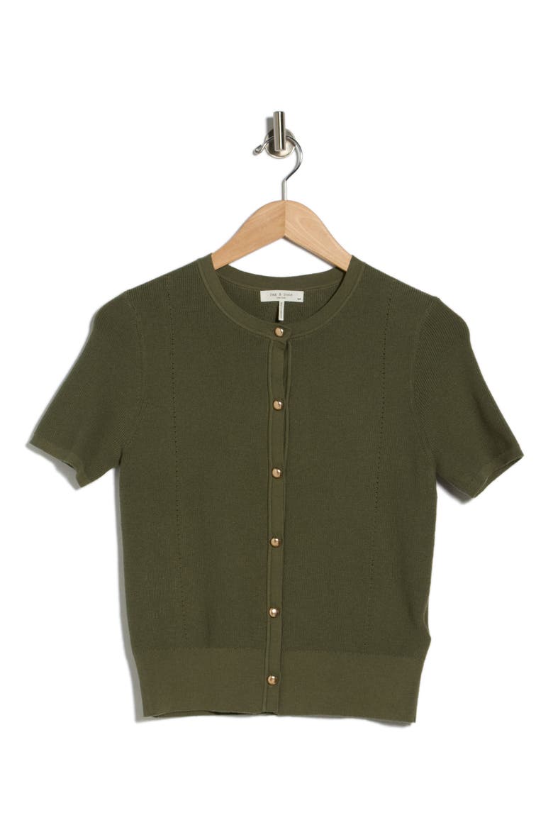 Plaza Short Sleeve Crop Cardigan, Alternate, color, OLIVE