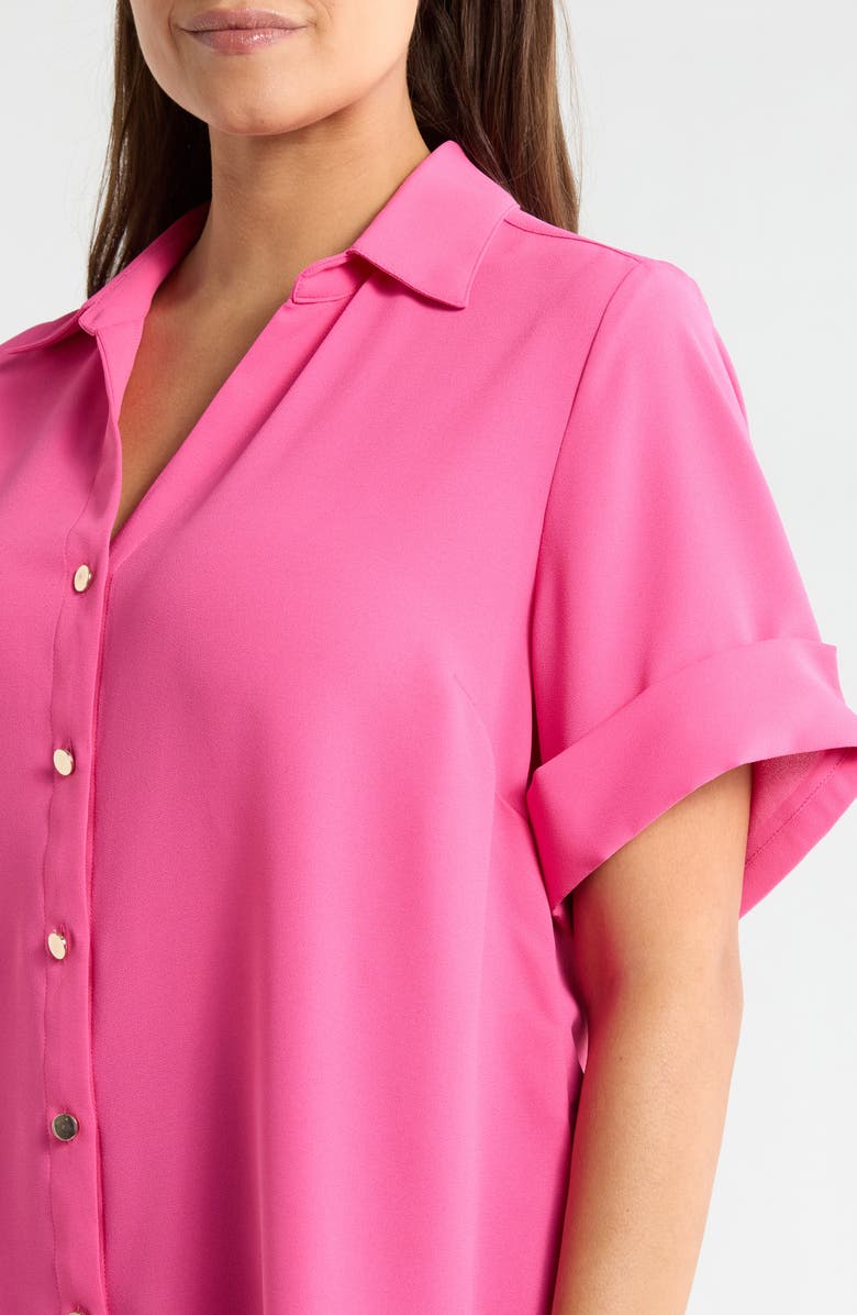 AK ANNE KLEIN Crepe Button-Up Shirt, Alternate, color, Pink Berry