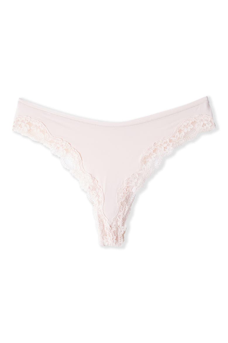 Pure Soft Lace Trim Tanga Thong, Alternate, color, POWDER PINK