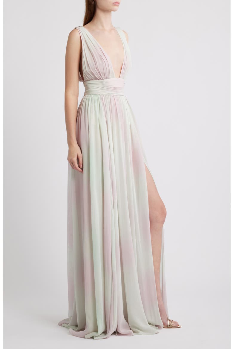Madeline Gathered Sleeveless Gown, Alternate, color, MISTY IRIS