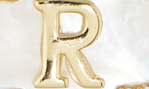 Argento Vivo Sterling Silver Clover Mother-of-pearl Initial Pendant Necklace In Gold