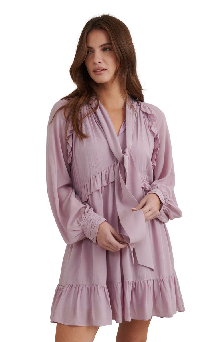 Nobody's Child Bohana Long Sleeve Ruffle Minidress, Alternate, color,