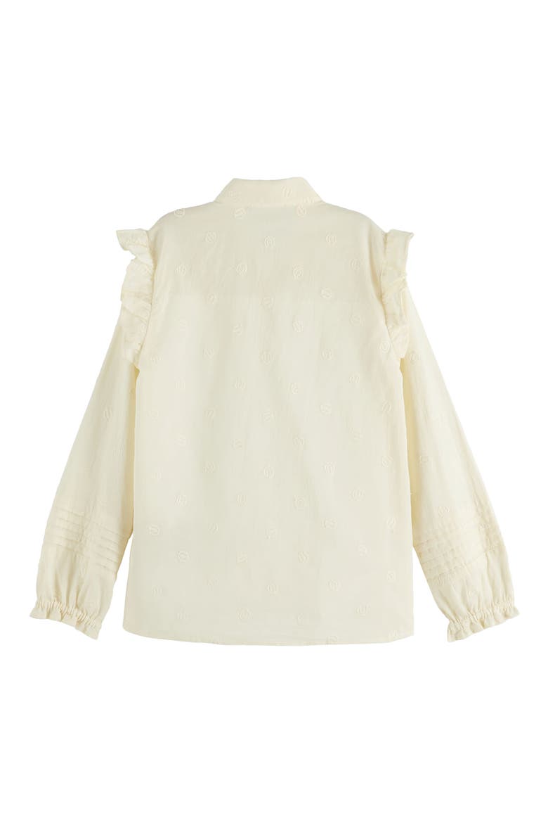 Kids' Ruffle Accent Cotton Button-Up Shirt, Alternate, color, CALICO