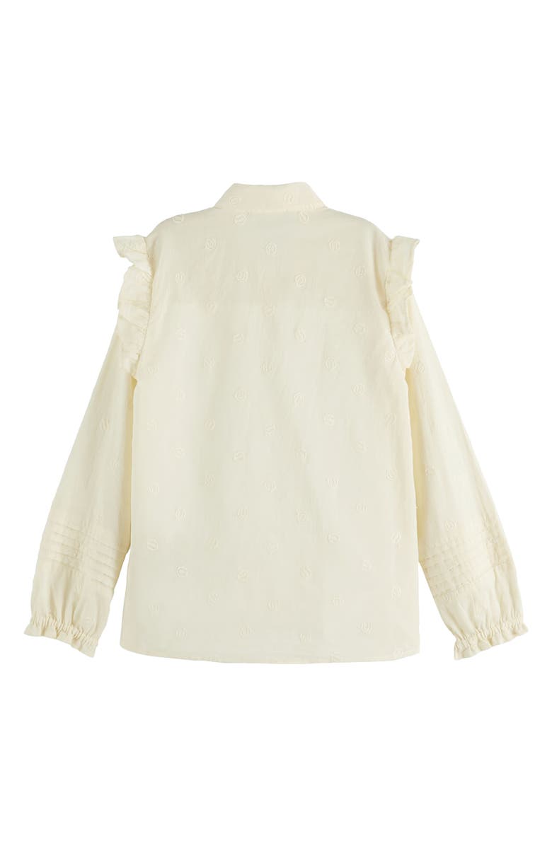 Scotch & Soda Kids' Ruffle Accent Cotton Button-Up Shirt, Alternate, color, Calico