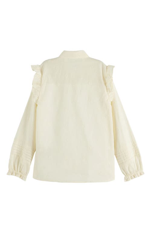 Scotch & Soda Kids' Ruffle Accent Cotton Button-up Shirt