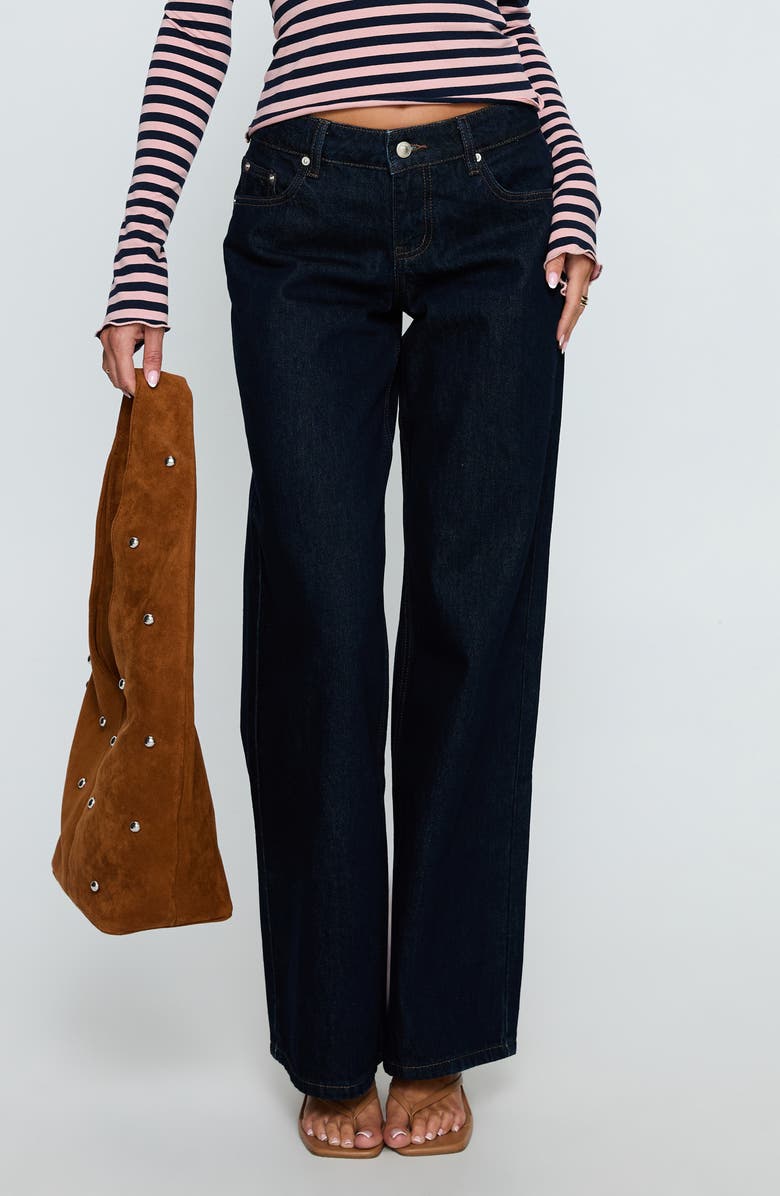 Princess Polly Ellanor Low Rise Straight Leg Jeans, Main, color, Indigo Blue