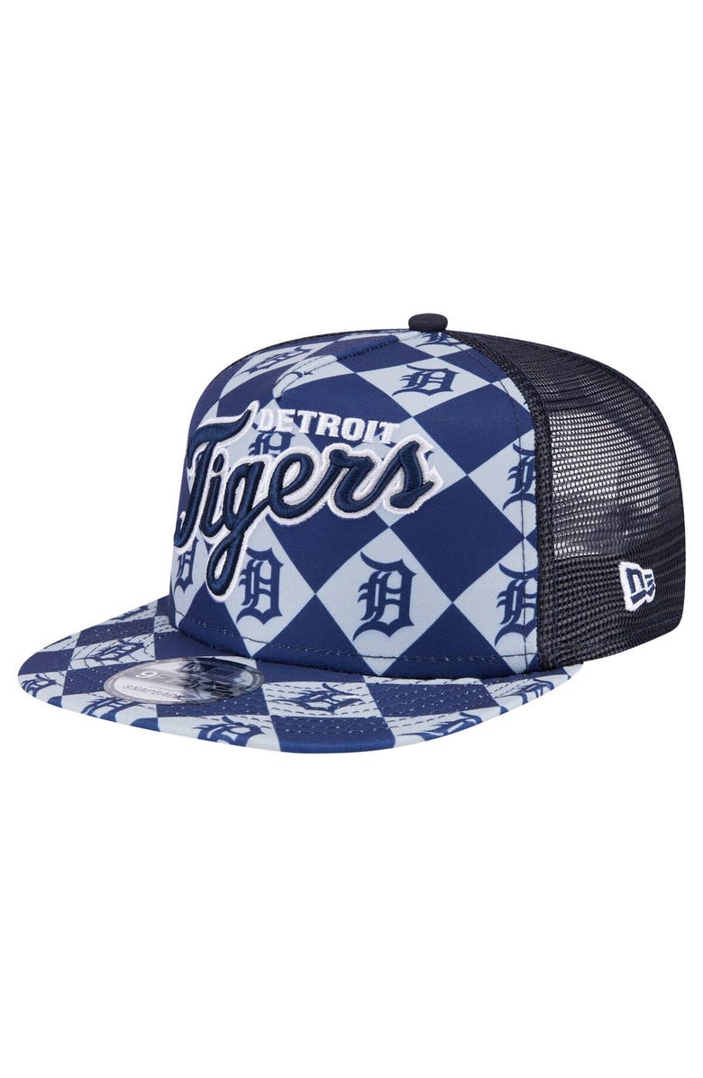 New Era Men's New Era Navy Detroit Tigers Seeing Diamonds A-Frame Trucker 9FIFTY Snapback Hat, Main, color, Navy