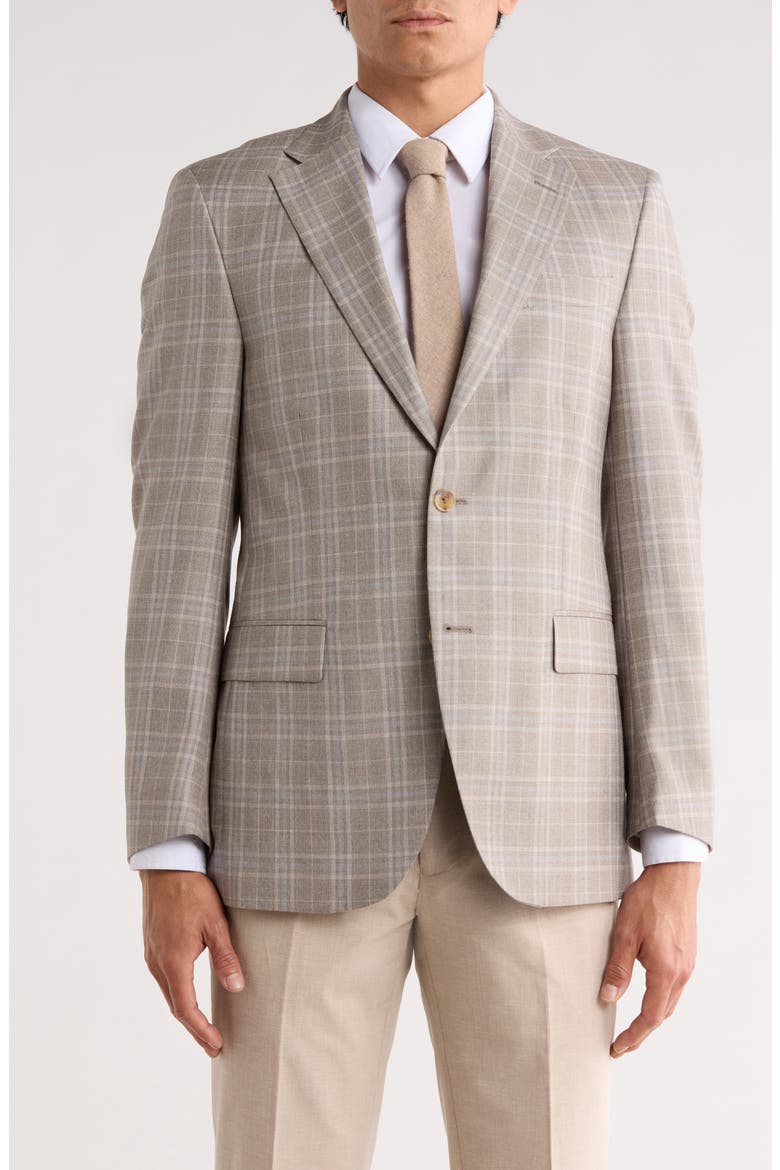Tan Plaid Wool Blend Sport Coat, Main, color, TAN