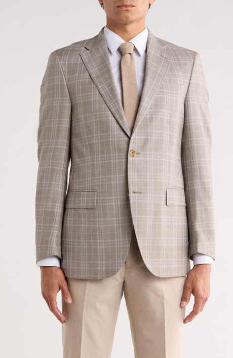 Peter Millar Tan Plaid Wool Blend Sport Coat