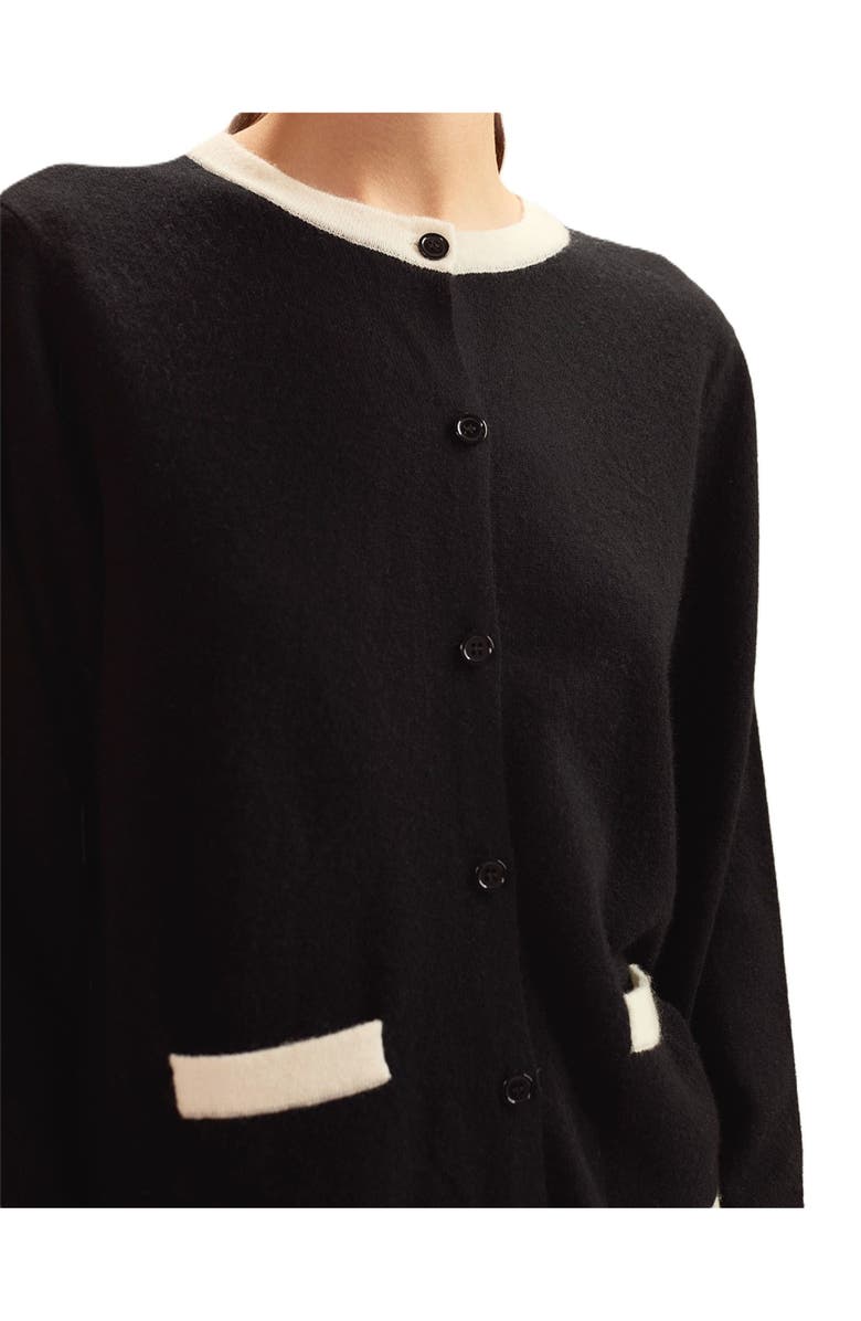 Cynthia Rowley Wool Cashmere 2 Tones Cardigan, Alternate, color, Black/White
