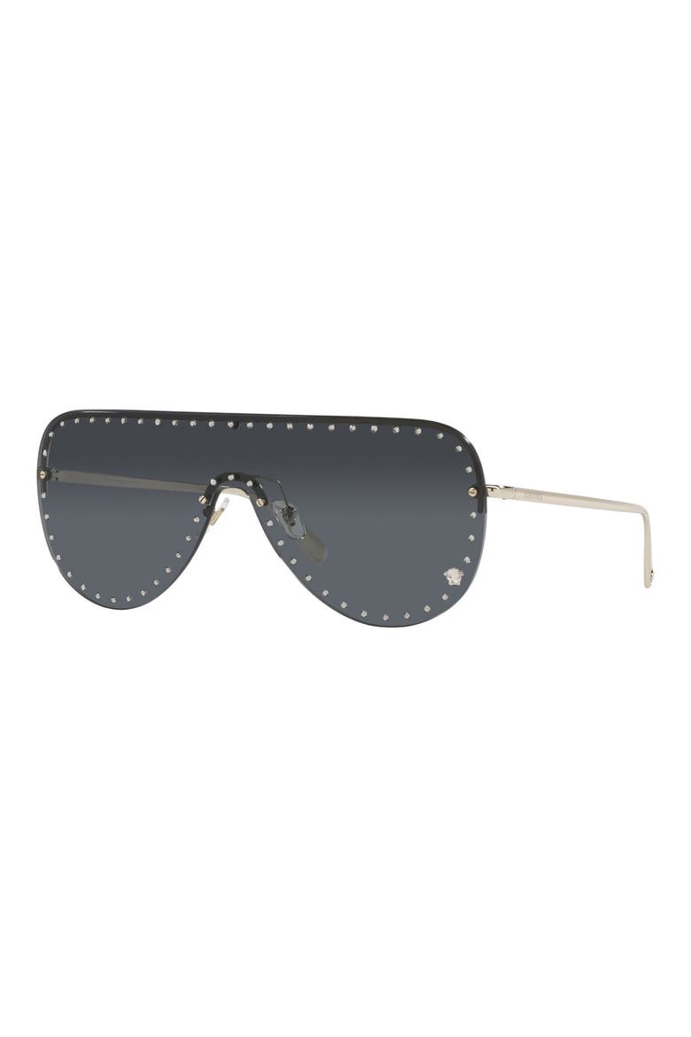 148mm Shield Sunglasses, Alternate, color, PALE GOLD/ DARK BLUE
