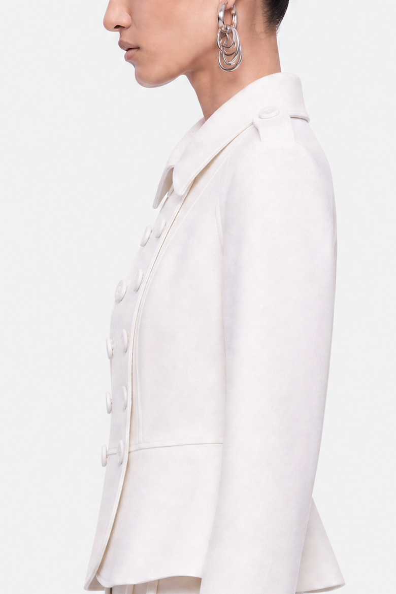 Double Breasted Epaulette Jacket, Alternate, color, White