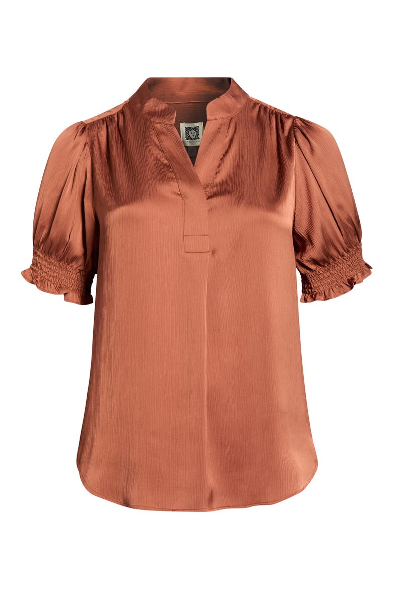 Crinkled Satin Top, Alternate, color, CEDAR SPICE
