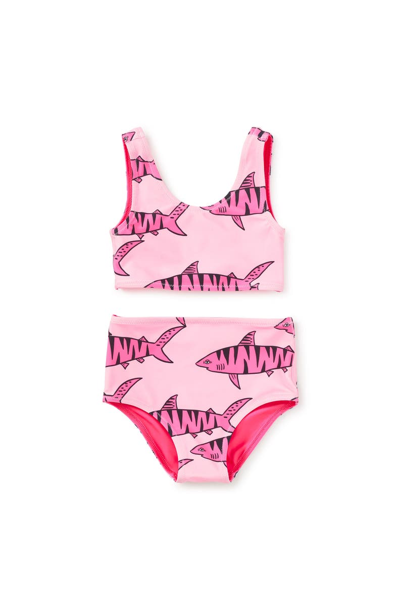 Tea Collection Reversible Swimsuit Set, Main, color, Tiger Shark