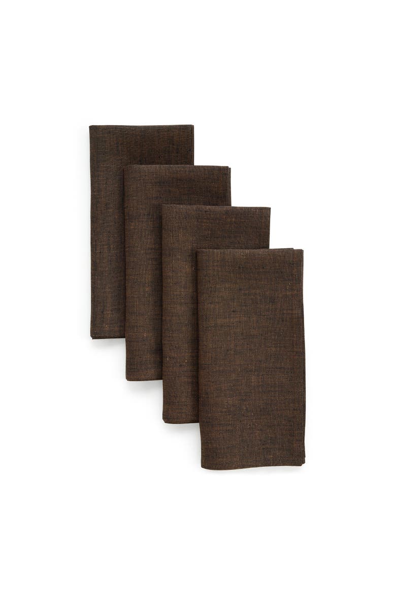 Linen Dinner Napkins Set of 4, 20 x 20" - Athena, Main, color, Chambray Brown