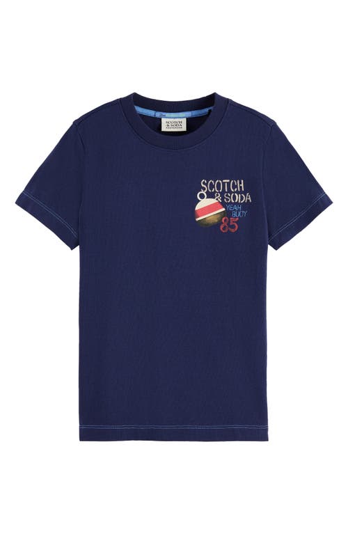 Scotch & Soda Kids' Buoy Cotton Graphic T-shirt In Navy