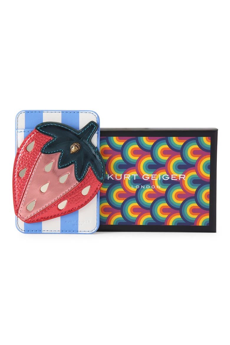 Strawberry Magnetic Card Case, Alternate, color, WHITE/OTH