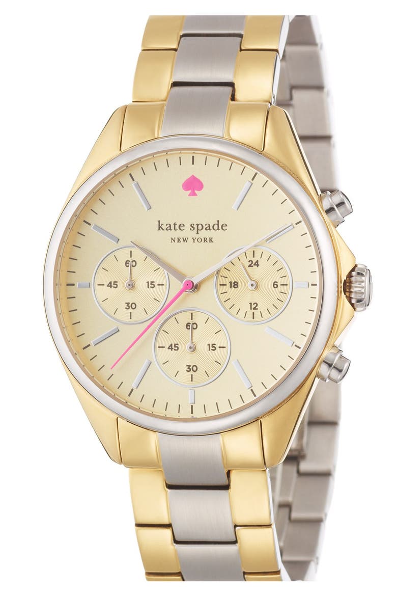 'seaport' chronograph bracelet watch, 38mm, Alternate, color, GOLD/ SILVER
