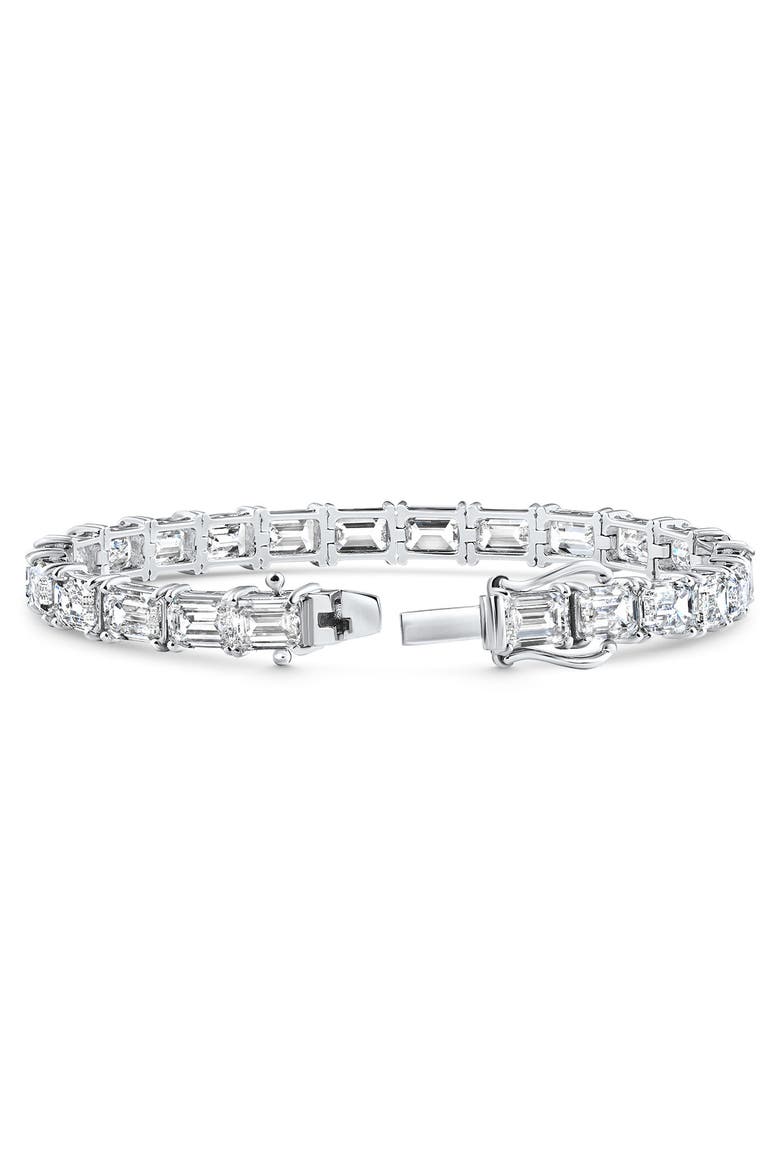 26Ct Emerald Cut Diamond East West Tennis Bracelet 14k Gold Lab Grown 7", Alternate, color, White Gold