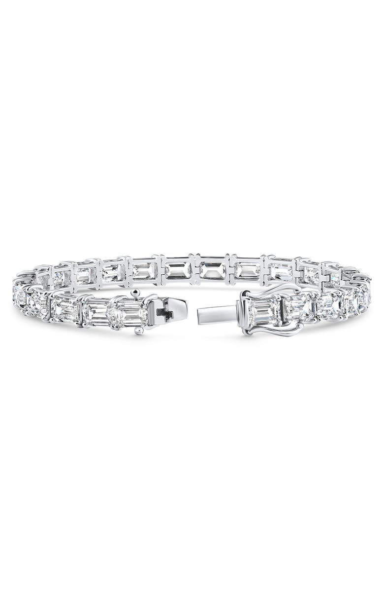 Bliss Diamond 16 Ct Emerald Cut Diamond East West Tennis Bracelet 14k Gold Lab Grown 7", Alternate, color, White Gold - 16Ct