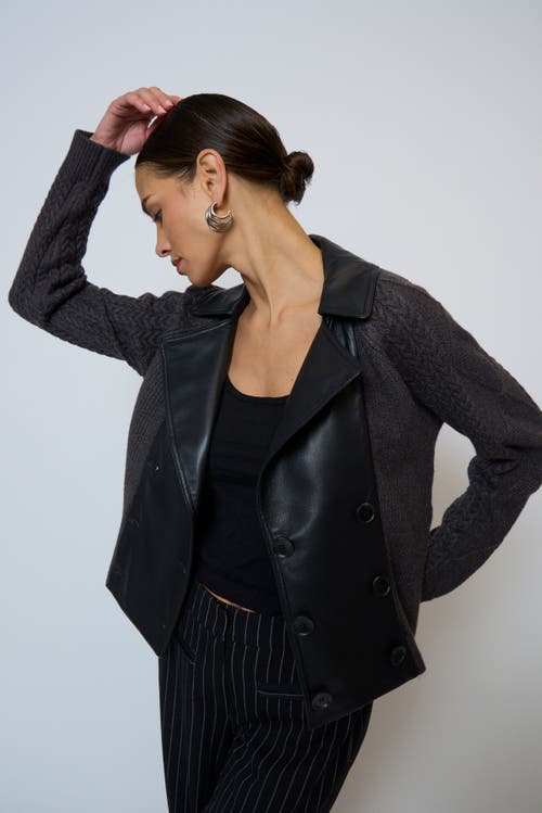 Central Park West Milan Sweater Combo Trench Jacket In Black