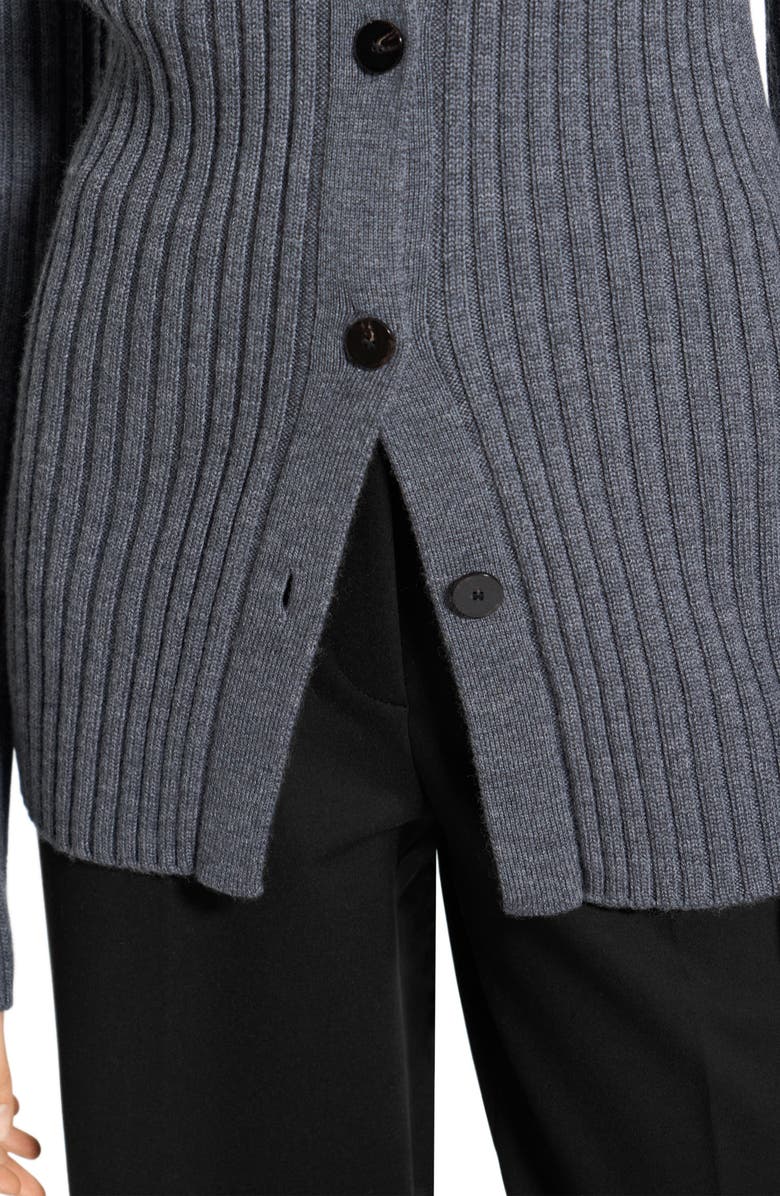 Theory Rib Merino Wool Open Back Cardigan, Alternate, color, Dark Grey Melange