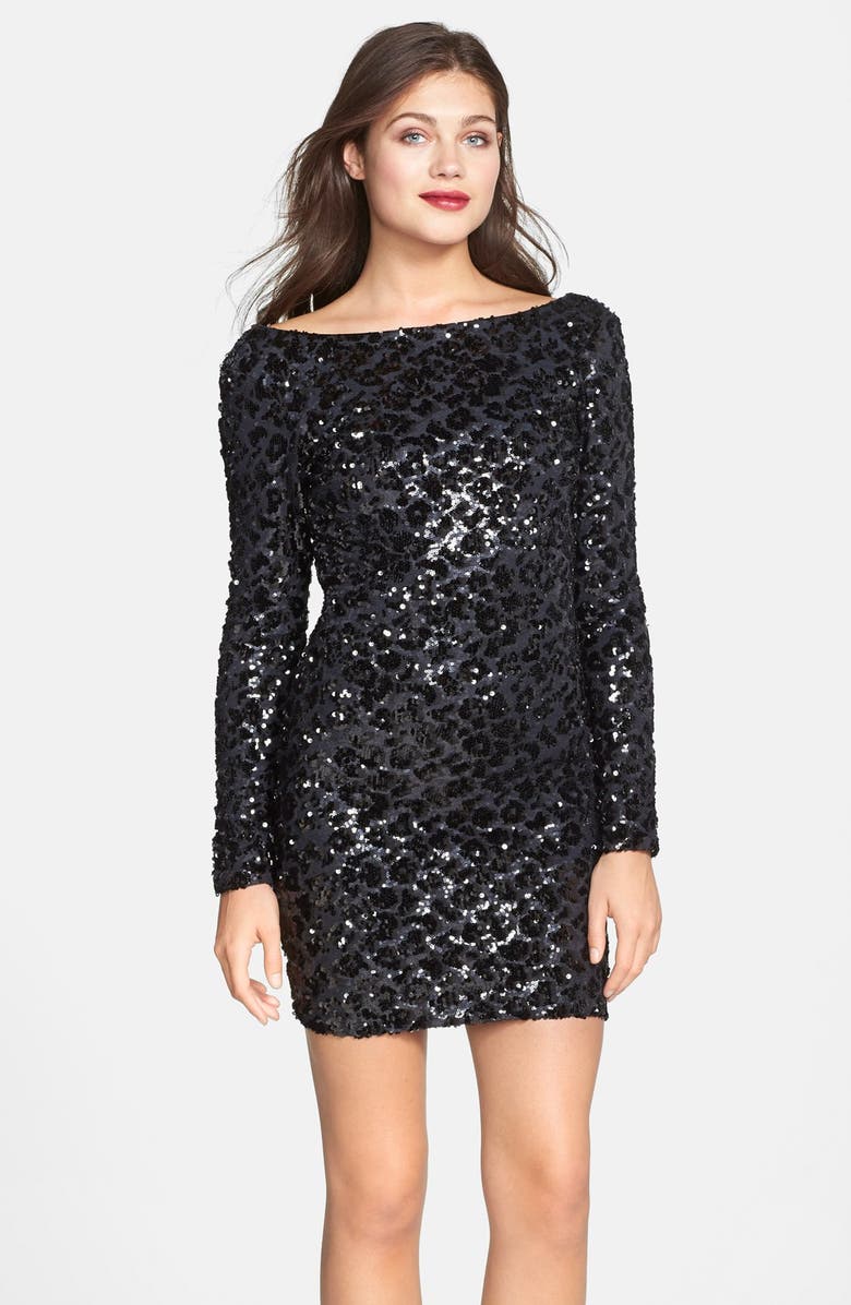 Dress the Population 'Lola' Animal Sequin Dress, Main, color, 