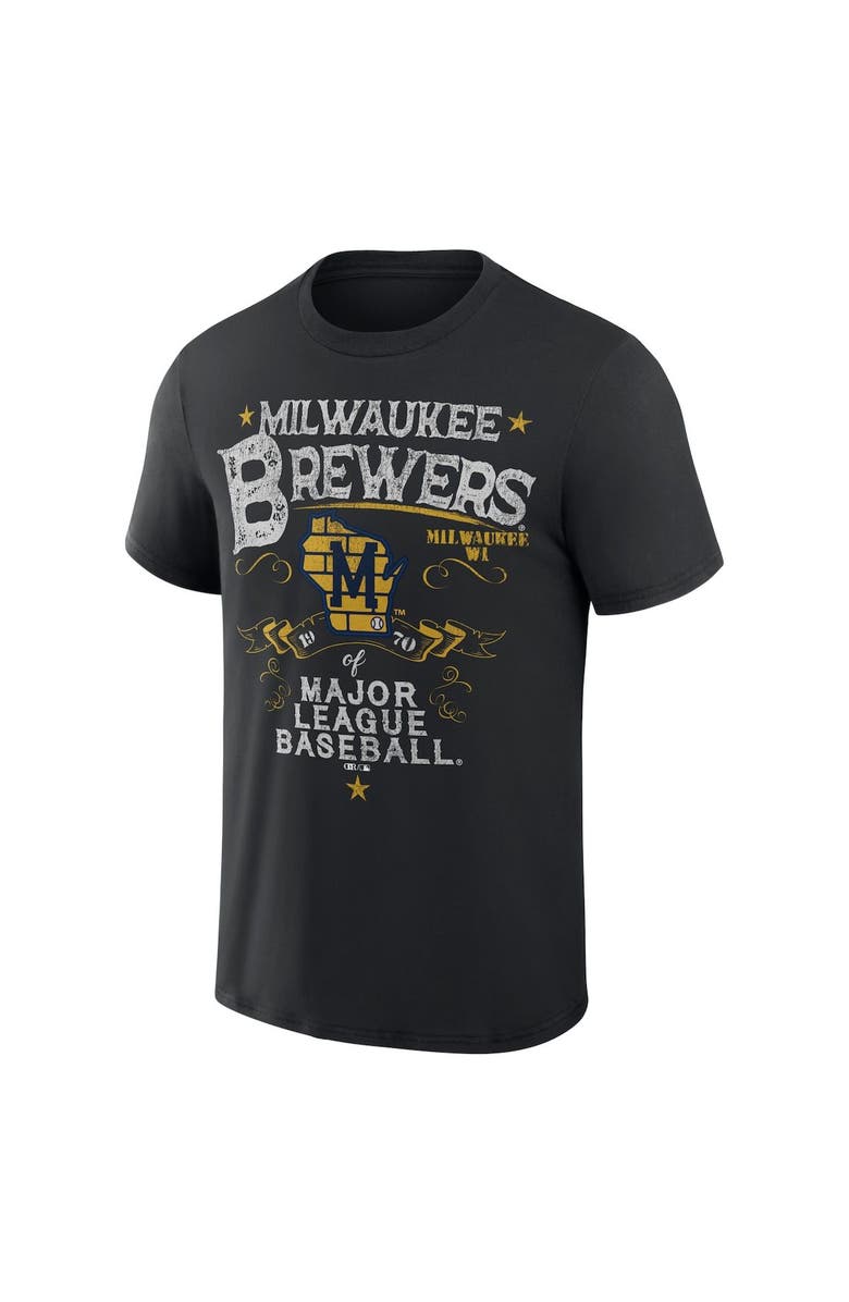 Darius Rucker Collection by Fanatics Men's Darius Rucker Collection by Fanatics Black Milwaukee Brewers Beach Splatter T-Shirt, Alternate, color, Black