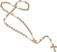 STEELTIME Men's 18K Gold Plated Stainess Steel Rosary Crucifix Necklace