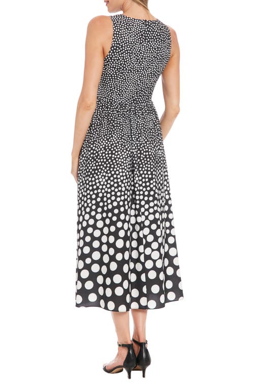 London Times Graduated Dot Midi Dress In Black/ivory