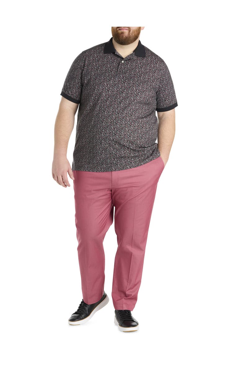 Harbor Bay by DXL Big & Tall Mini Floral Print Polo Shirt, Alternate, color, Black Multi