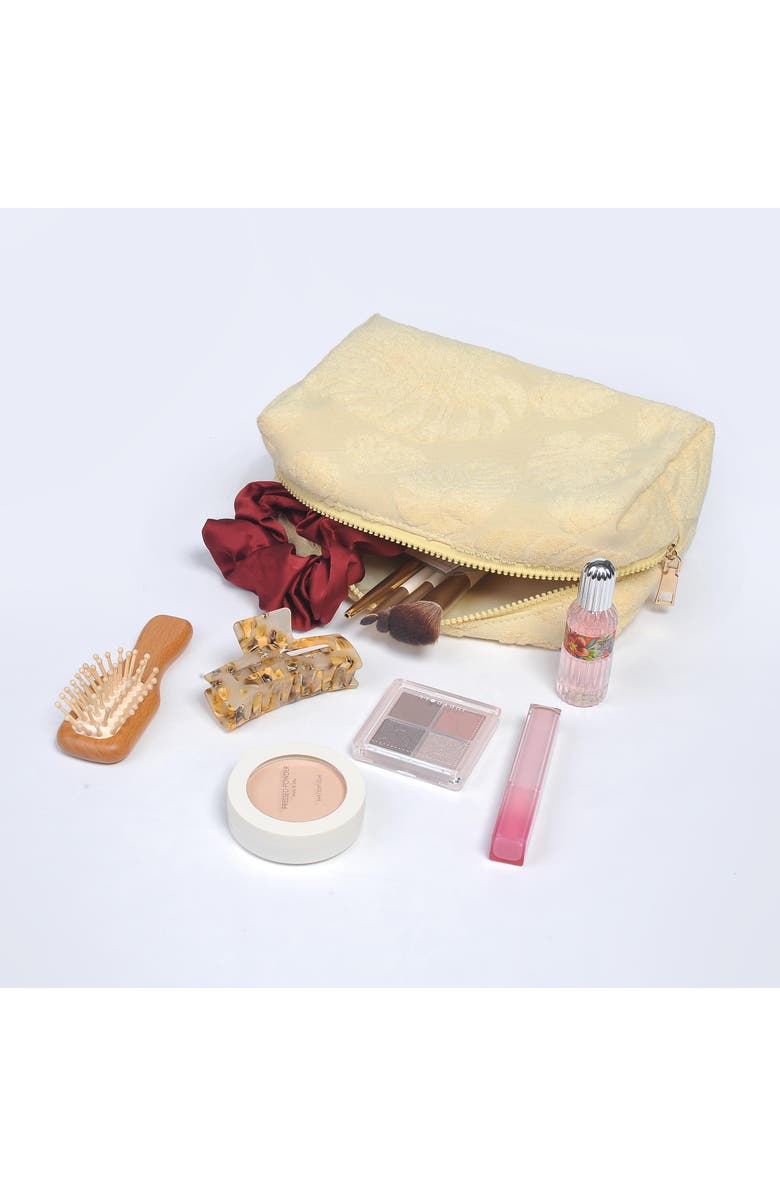 URBAN EXPRESSIONS HANDBAGS Palm Breeze Cosmetic & Travel Organizer Pouch, Main, color, Yellow
