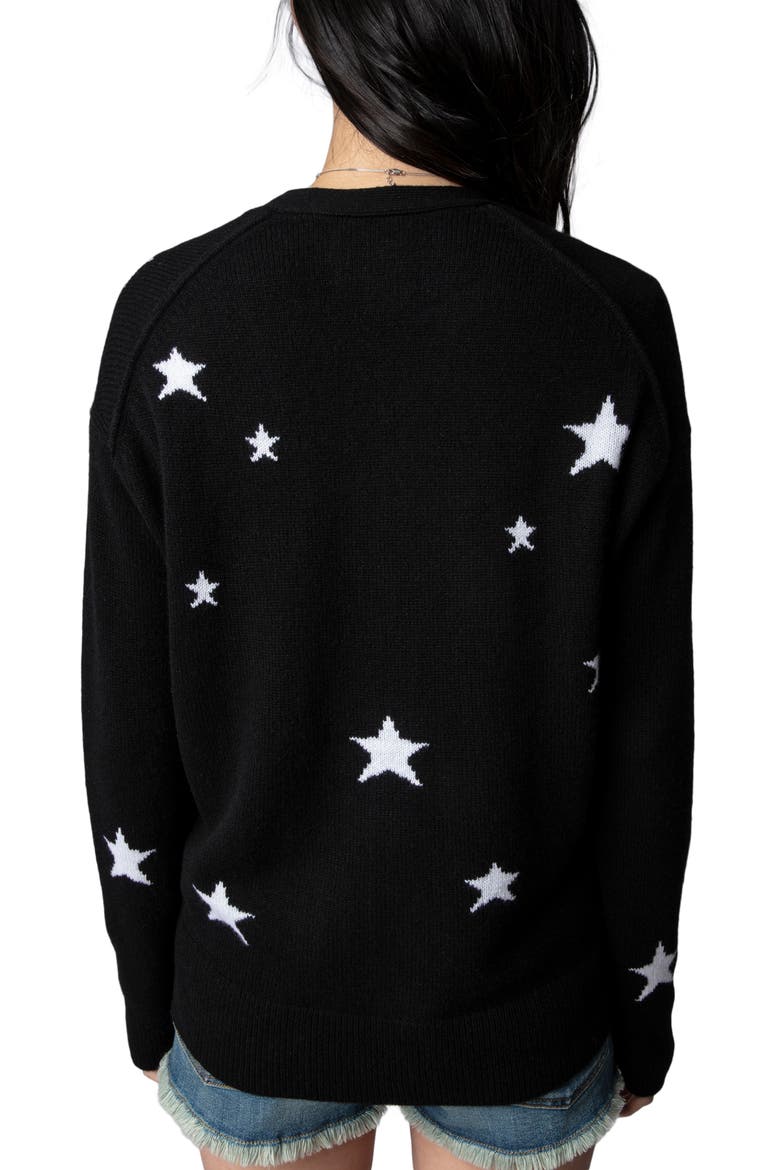 Mirka Star Cashmere Cardigan, Alternate, color, NOIR