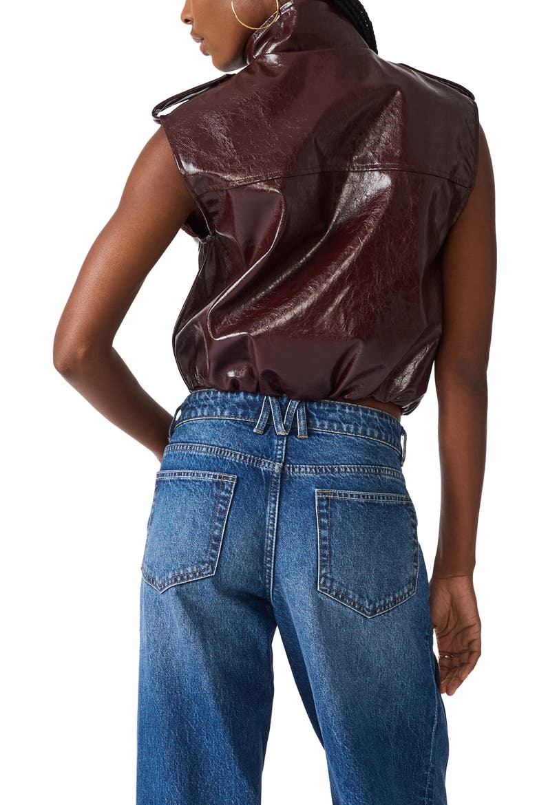 Luxie Faux Leather Vest, Alternate, color, DEEP FIG