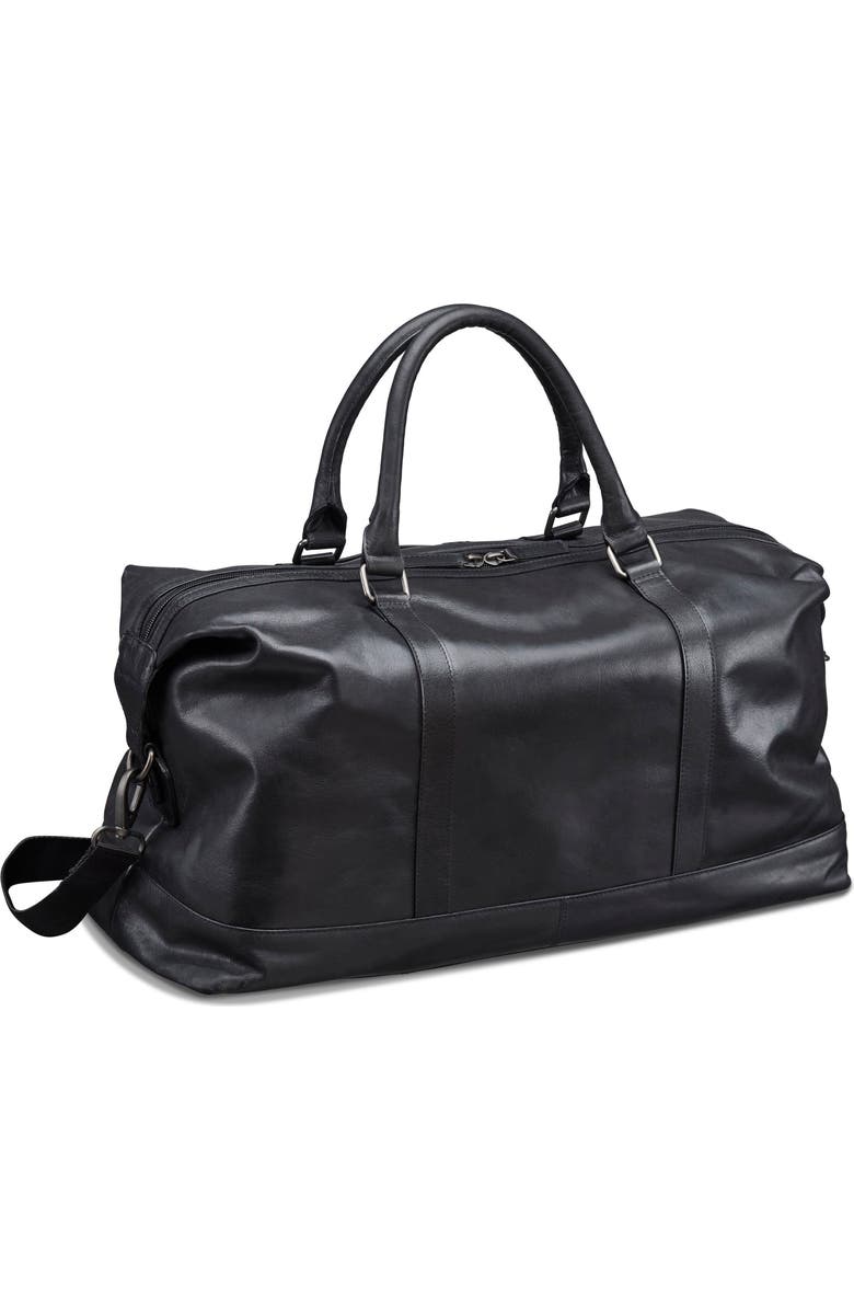 Mancini Carry-On Leather Duffle Bag, Alternate, color, Black