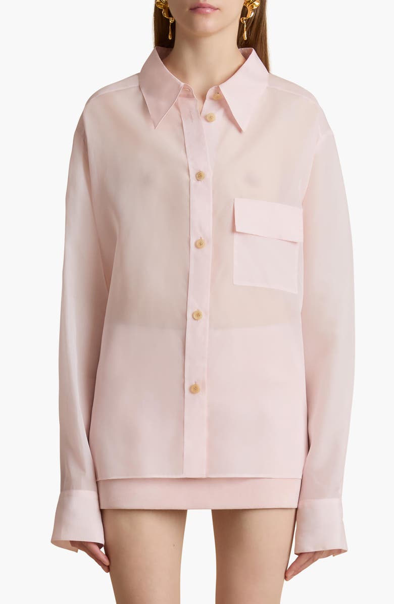 Khaite Yatty Silk Organza Button-Up Shirt, Main, color,