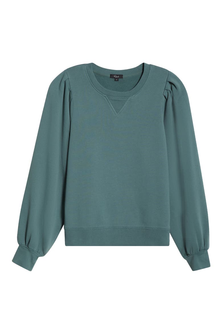 Tiffany Puff Sleeve Cotton Fleece Sweatshirt, Alternate, color, LAKE