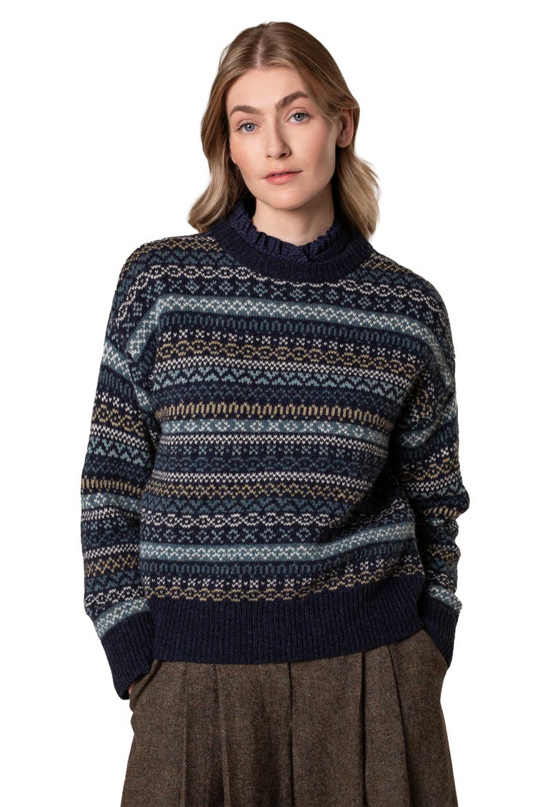 Traditional Fair Isle Sweater, Main, color, Navy