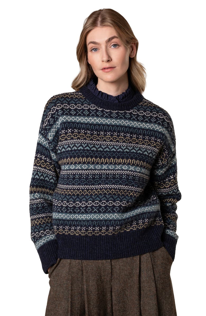 Celtic & Co. Traditional Fair Isle Sweater, Main, color, Navy
