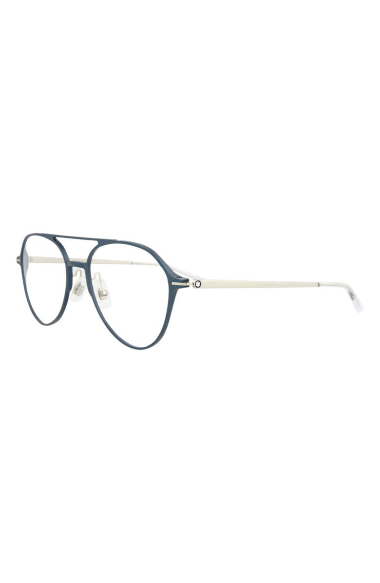 Montblanc 55mm Aviator Optical Glasses, Alternate, color, Blue Silver Transparent