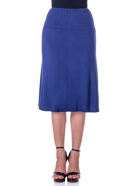A-LINE Elastic Waist Knee Length Skirt