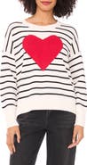 CeCe Stripe Heart Cotton Sweater